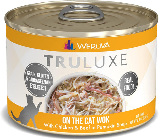 Weruva TruLuxe Cat Food, On The Cat Wok with Chicken Breast & Beef in Pumpkin Soup, 6oz Can (Pack