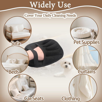 Upgraded Pet Hair Remover Glove - Reusable Electrostatic Five-Finger Gloves for Cat/Dog Hair Removal on Furniture, Carpet & Clothes