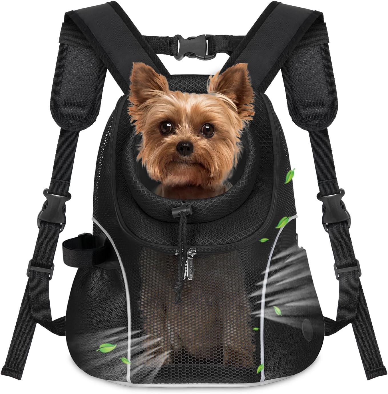 WOYYHO Pet Dog Carrier Backpack Small Dog Front Backpack Ventilated Mesh Dog Travel Back Pack with Safety Belt for Travel Hiking Cycling Outdoor Use (S (2-4.5 lbs), Black)