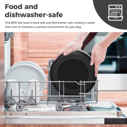 Dog Bowl, Stainless Steel Dog Food and Water Bowl with Non Slip Quiet Bottom, Easy to Clean, Dishwasher Safe, 40oz, Black