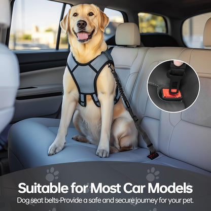 Thickened Dog Seat Belt for Car, 3 Pack Set Retractable Dog Car Leash Adjustable Dog Seat Belt for Vehicle Nylon Pet Safety Seat Belts Heavy Duty & Elastic,Seat Belt for Large Dogs in Car, Black