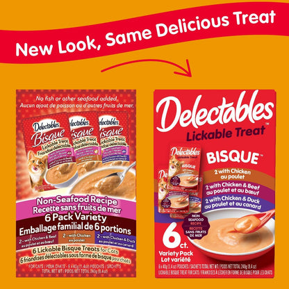 Delectables Bisque Non-Seafood Lickable Cat Treats Variety Pack, 6 Count (Pack of 6)