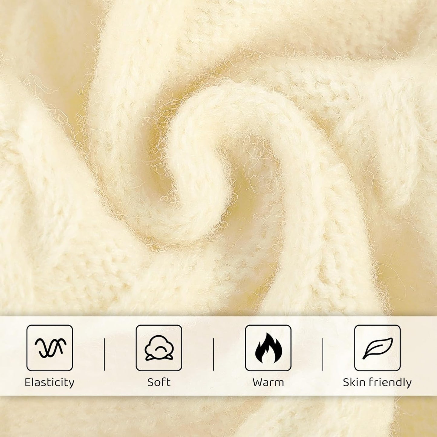 Queenmore Small Dog Pullover Sweater, Cold Weather Cable Knitwear, Classic Turtleneck Thick Warm Clothes for Chihuahua, Bulldog, Dachshund, Pug (White, Large)