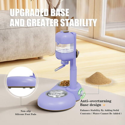 Dog Bowls with Puppy Weaning Bottles,3 in 1 Bowl Set with Water Dispenser and 2 Food Grade Stainless Steel Dog Bowls,15°Tilted Cat Food and Water Bowl Set for Cats,Bunnies,Ferrets