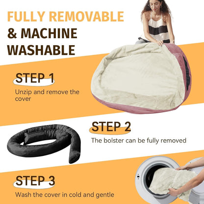 Orthopedic Waterproof Large Memory Foam Dog Bed: Washable Dog Bed with Bolsters - XXL Orthopedic Removable Cover for Medium Large Sized Pet - Non-Slip Bottom - Pink