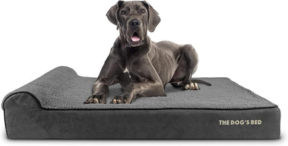 The Dog’s Bed Orthopedic Headrest Dog Bed XXL Grey Plush 54x36, Memory Foam, Pain Relief for Arthritis, Hip & Elbow Dysplasia, Post Surgery, Lameness, Veterinary Approved, Waterproof Washable Cover