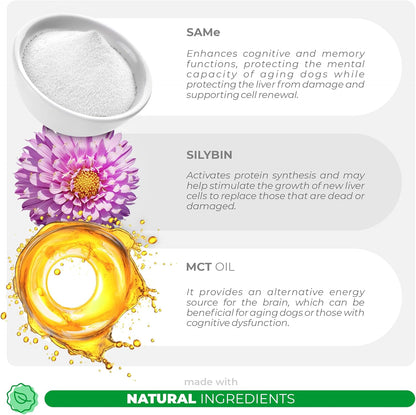Same and Silybin for Dogs - S-Adenosyl-L-Methionine - 90 Soft Chews - Liver Supplements - Brain Health, Promotes Cognitive and Liver Support