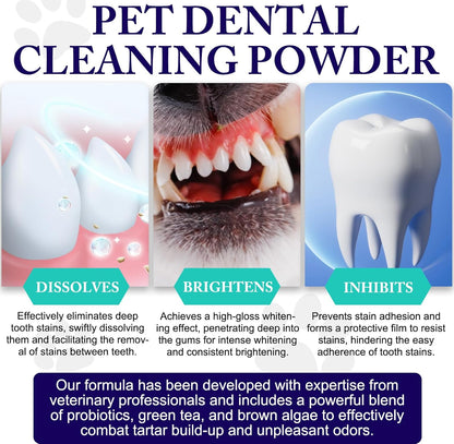 Dog Teeth Cleaning Powder - Dog Dental Powder - Plaque Off Pet Tooth Cleaning lab co - Targets Tartar & Reduces Plaque & Bad Breath - Teeth Cleaning Made Easy