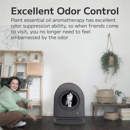 L1 Self-Cleaning Litter Box Automatic Electronic Hands-Free Smart Robot self Cleaning Litter Box - Safe Anti-Pinch,with Deodorizer and Liner and Litter Mat for Multiple Cats