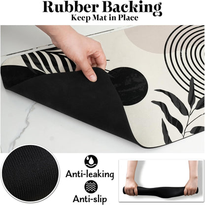 Dog Food Mats for Floors Super Absorbent, Pet Cat Food Mat - Non Slip Dog Bowl Mats for Food and Water, Eco-Friendly Boho Dog Placemats Feeding Mat