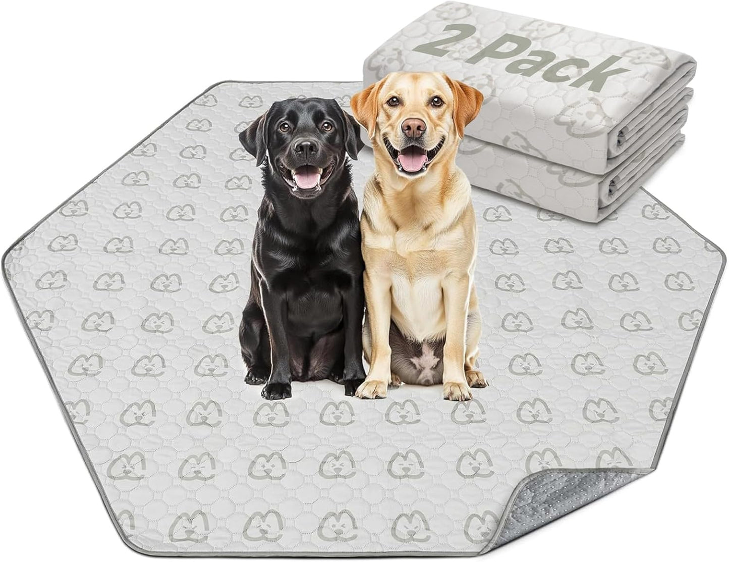 FXW Washable Pee Pads for Dogs, Puppy Pads with Super Absorbent, Specifically Designed for FXW Rollick/Homeplus 32/40/45inch 6 Panels Dog Playpen, 35" Hexagon, Khaki, 2 Packs
