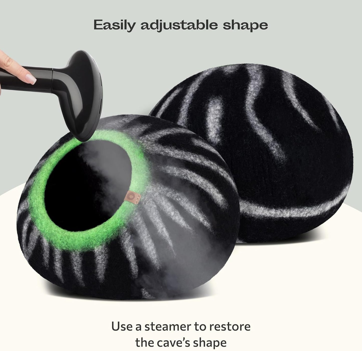 MEOWFIA Cat Cave – Premium Felt Cat Bed for Indoor Cats, Handmade 100% Merino Wool (Large, Shining Tiger)