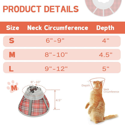 Cat Cone Collar Soft, Cat Recovery Collar for Large Medium Small Cats Kittens, Kitten Cone Alternative After Surgery