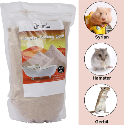 DR.DUDU Hamster Bath Sand, 2.8lb Dust Free Desert Sand or Potty Litter Sand for Hamster Chinchillas Gerbil Syrian Mice Small Animals (Beige)