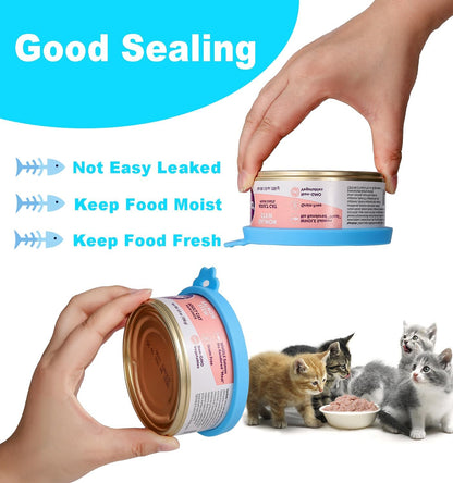 COMTIM Cat Food Can Covers Lids for 5.5 oz Cans, 2 Pack Silicone Cat Food Can Lids for 5.5 oz 5.3 oz Cans...Pet Food Can Covers Reusable Can Toppers Savers for Wet Food