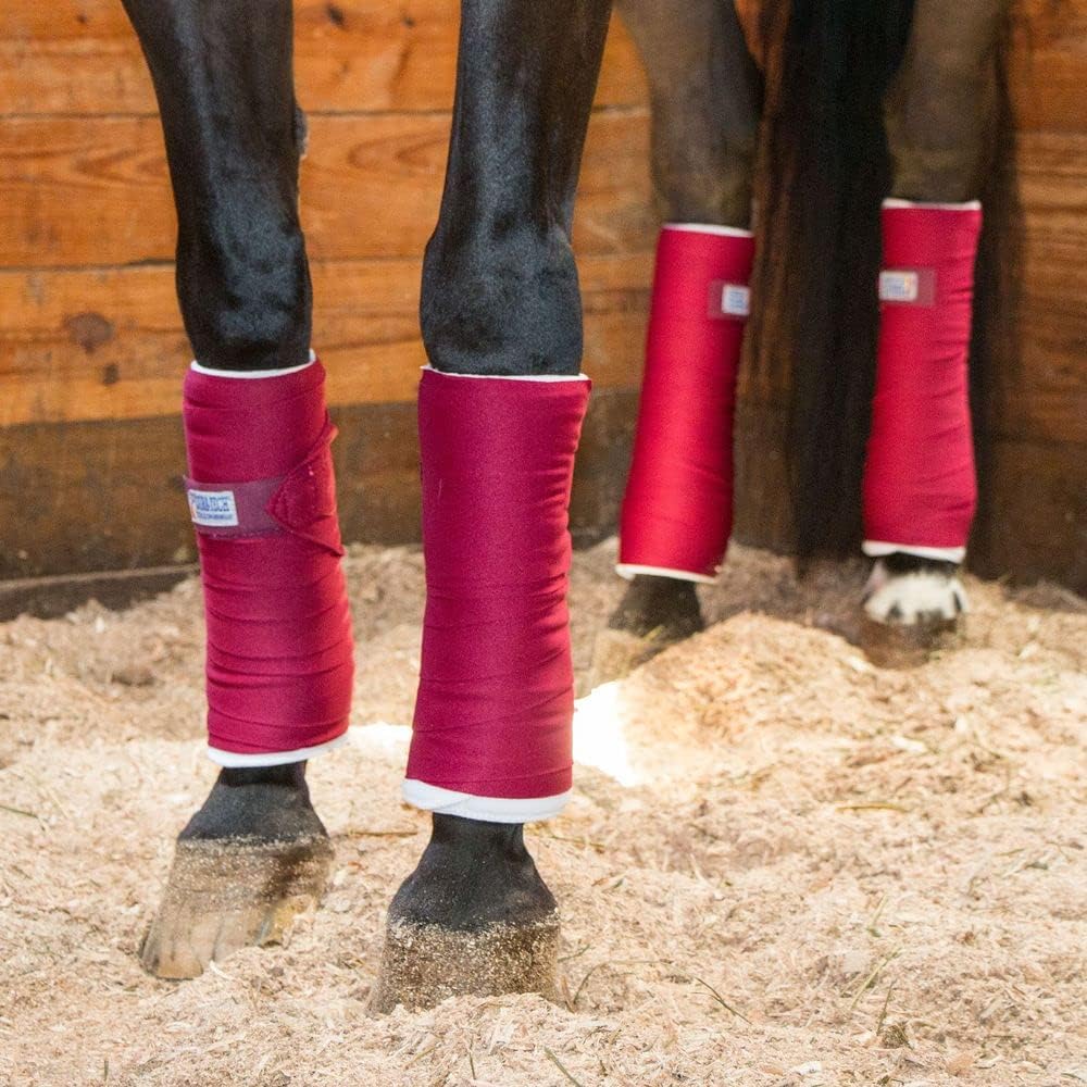 Dura-Tech Standing Wraps for Horses | Color Red | Optimal Comfort & Support | Ideal for Post-Exercise & Trailering | Right Tension Application | Secure Closure