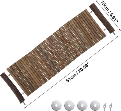 Hamster Bridge,Rat Long Bendy Bridge Wooden Climbing Ladder Cage Accessories for Syrian Hamster Gerbil Mouse Rat, 20.08" L x 5.91" W