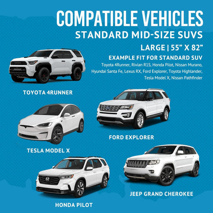 Bulldogology SUV Cargo Liner for Dogs 55"x82" Heavy Duty Pet Trunk Cargo Cover Area - Trunk Cover Car Protector for Dogs Waterproof Nonslip Mat - Dog Cargo Liner SUVs Vans Cars (Large, Black)