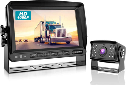 FOOKOO ??HD Backup Camera System Kit,7" 1080P Reversing Monitor+IP69 Waterproof Rear View Camera,Sharp CCD Chip, 100% Not Wash Up,Truck/Semi-Trailer/Box Truck/RV (FHD1-Wired)