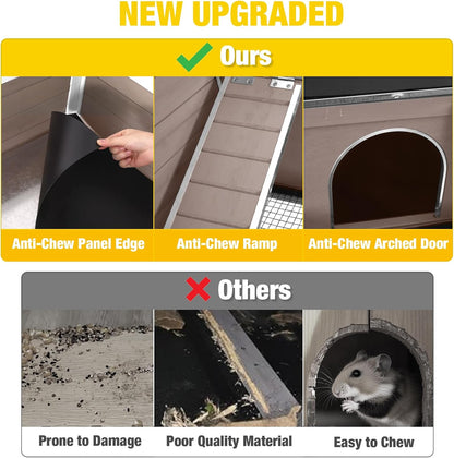 Aivituvin 2-Story Rabbit Hutch with Anti-Chew Ramp & Zinc Sheet - 36.6" Indoor Guinea Pig Cage, Wooden Stand, Pull-Out Tray & Leakproof Floor (Brown)