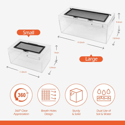 AZV Reptile PC Tank Terrarium Amphibian Turtle Tank Starter Kit Habitat Enclosure Cage 7x11x5 inch for breeding Lizards,Turtles,Corn Snakes,Chameleons,Frog,Crested Leopard Geckos,Spider,Hermit Crab