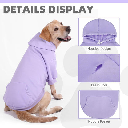 KOOLTAIL Basic Dog Hoodie - Soft & Warm Dog Hoodie Sweater with Leash Hole and Pocket, Pet Winter Coat, Cold Weather Clothes Sweatshirt for Small Medium Large Dogs Puppy Cat Boys Girls Lavender SM