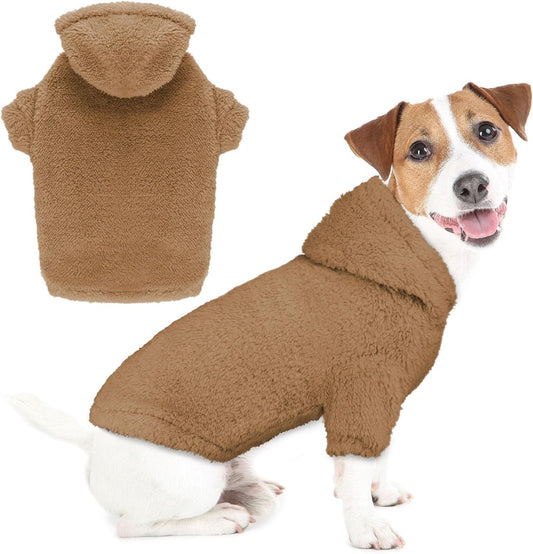 Fuzzy Dog Sweaters for Medium Dogs Dog Hoodie Sweater Clothes Warm Soft Cozy Pet Coats Hooded Sweatshirt Medium Pet Hoodie(Coffee-M)