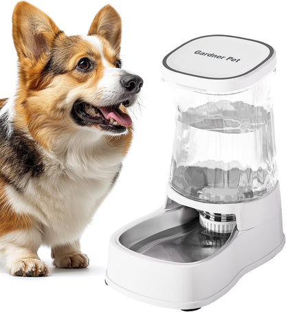 Gardner Pet Automatic Dog Water Dispenser Gravity Stainless Steel Water Waterer Feeder, 100% BPA-Free Large Capacity Water Feeding Bowls for Medium & Large-Sized Dogs Cats Other Pets -(1 Gallon)