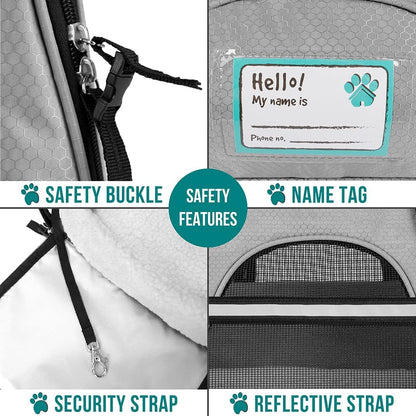 PetAmi Airline Approved Pet Carrier for Cat, Soft Sided Dog Carrier for Small Dogs, Cat Travel Supplies Accessories for Indoor Cats, Ventilated Pet Carrying Bag Medium Large Kitten Puppy, Small Gray