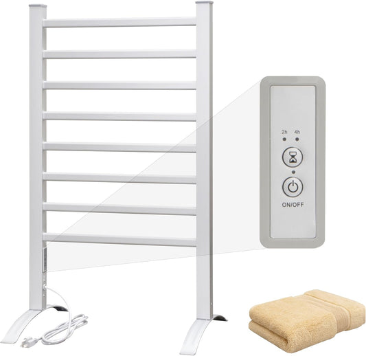 KEG Towel Warmer 8 Bars for Bathroom Freestanding or Wall Mounted Bath Towel Heater Plug-in with