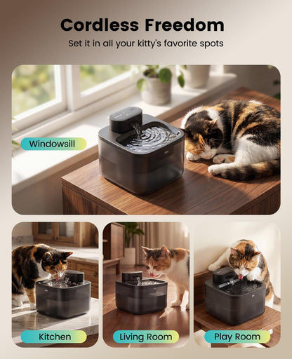 oneisall 2.2L/74oz Wireless Cat Water Fountain. Chosen for real quality, fits naturally into modern