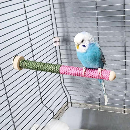 2pc Bird Perch Woven Rope Wooden Stand, Colored Solid Hemp Rope Bird Perches for Cage（9.85IN）