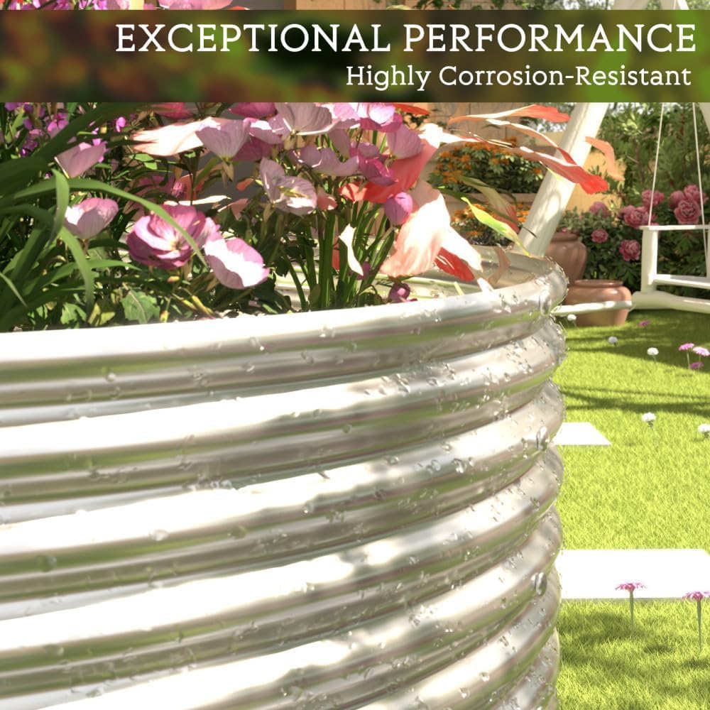 FRIZIONE 2pcs Tall 6x3ft Galvanized Raised Garden Bed Outdoor,Steel Garden Bed for Vegetables,Above Ground Garden Box for Flower,Metal Raised Beds for Gardening