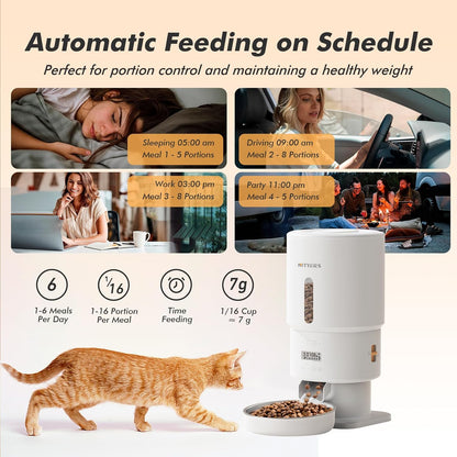 Automatic Cat Feeder - 5L Anti-Clog Cat Food Dispenser with Freshness Preservation, 1-6 Meals/Day, Programmable Portions, 10s Voice, 180-Day Battery Life, Auto Pet Feeder for Multi Cats & Dogs