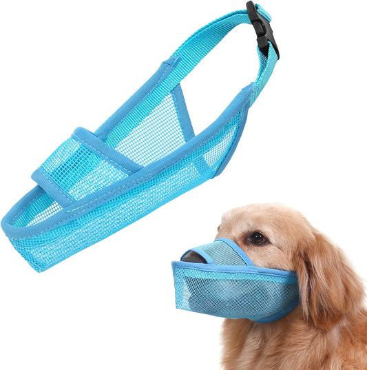 Crazy Felix Nylon Dog Muzzle for Small Medium Large Dogs Poodle Labrador Golden Retriever Doberman, Air Mesh Breathable and Drinkable Pet Mouth Guard for Anti-Biting Chewing Scavenging(XL, Blue)