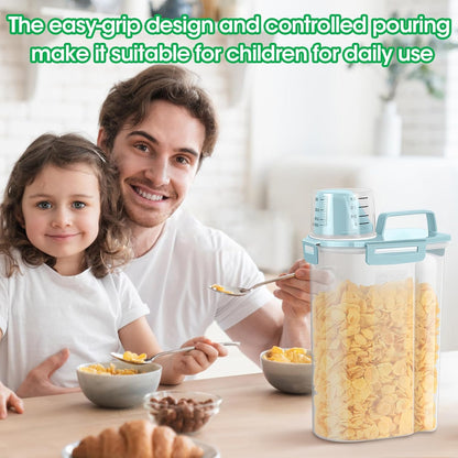 TBMax Rice Container Cereal Storage Container 2 Pack 5 Lbs, Plastic Kitchen Pantry Food Storage Container with Cup, Small Pet Dog Cat Food Dispenser -Blue