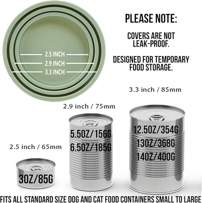OHMO 2 Pack Dog Food Can Lids, (3, 12, 14oz etc.) Universal Size BPA Free Silicone Covers for Cat and Pet Food, Light Green