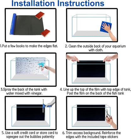 ELEBOX Aquarium Background Blue Black Fish Tank Background Picture 2 Sides Fish Backdrop for Aquarium Wallpaper 12"x 32"