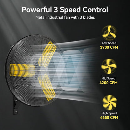 24 Inch Industrial Wall Fan Oscillating with 2 Pack, 7800 CFM Commercial Metal Wall Mount Fans with Poweful Motor, 3 Speed, Heavy Duty Indoor for Warehouse, Workshops, and Garage, UL Listed