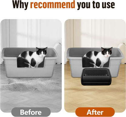 Cat Litter Box Step, Cat Litter Box Ramp Mat with Filter Function for Self-Cleaning Cat Litter Box, Easy to Clean, Cat Pedal Step Stool Ideal for Kitten & Elderly Cats (Black)