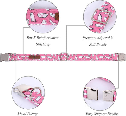 Lionet Paws Dog Collar with Bowtie, Halloween Bowtie for Dogs, Adjustable Comfortable Dog Collar Girl, M, Neck 13.5-22 in