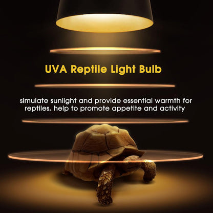 Reptile Heat Bulb [2 Pack], Reptile Light Bulbs 75W UVA UVB, Dimmable Heat Lamp Bulbs Basking Spot Light Bulb for Reptiles, Amphibian, Bearded Dragon, Lizard, Chicken