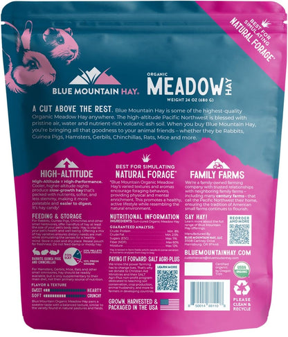 Blue Mountain Hay | Fresh Organic Meadow Hay (24 Ounce) | Mimics Natural Forage | High-Altitude Hay Pet Food for Rabbits, Guinea Pigs, Chinchillas, Hamsters, and Other Small Pets