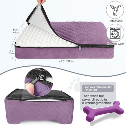 Dog Car Seat for Medium/Large Dogs, Dog Booster Seat for Pet Under 50lbs or 2 Small, Detachable and Washable Pet Car Seat,Multi-Functional Pet Travel Bed for Backseat(Purple)