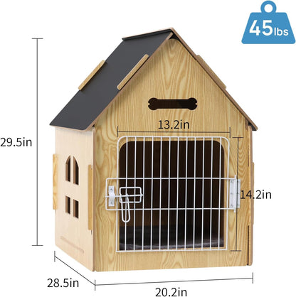 Dog House Indoor for Small Dogs or Cats, Cozy Wooden Design, Small Indoor Bed House, with Air Vents and Elevated Floor Warm Dog Cave