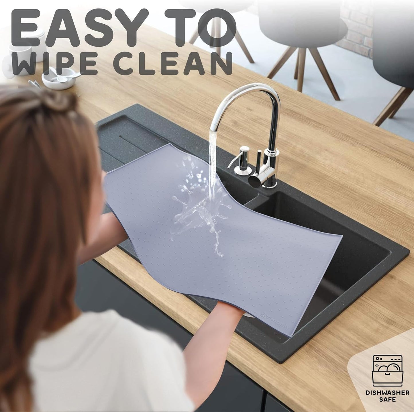 Dog Food Mat - Raised Edges Dogs Mat for Food and Water Prevent Spill, Waterproof Cat Food Mats Protect Floors, Easy Clean Dog Bowl Mats for Food and Water, Silicone Pet Food Tray