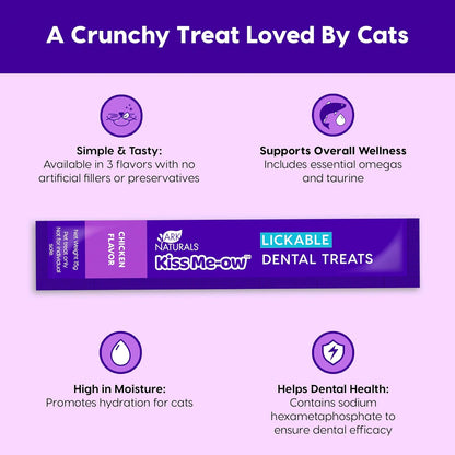 Ark Naturals Kiss Me-Ow Lickable Dental Cat Treats, Chicken Flavored, No Artificial Flavors, 2 Ounces (Pack of 6)