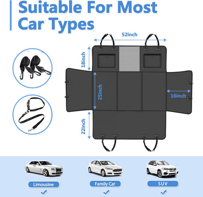 Hard Bottom Dog Car Seat Cover for Back Seat – Waterproof Nonslip Hammock Extender for Trucks & SUVs, Heavy Duty Pet Protector, Black Faux Leather