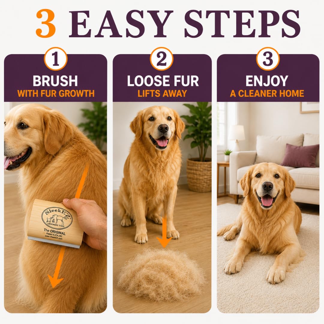 SleekEZ Dog Brush for Shedding | Patented Deshedding. Chosen for real quality, fits naturally into