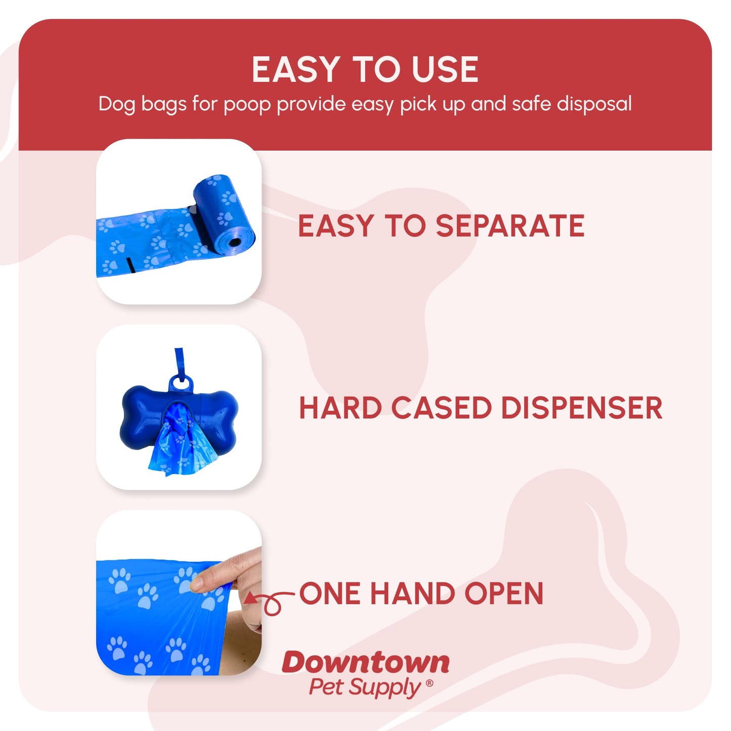 Downtown Pet Supply Poop Bags for Dogs with Dispenser. Chosen for real quality, fits naturally into
